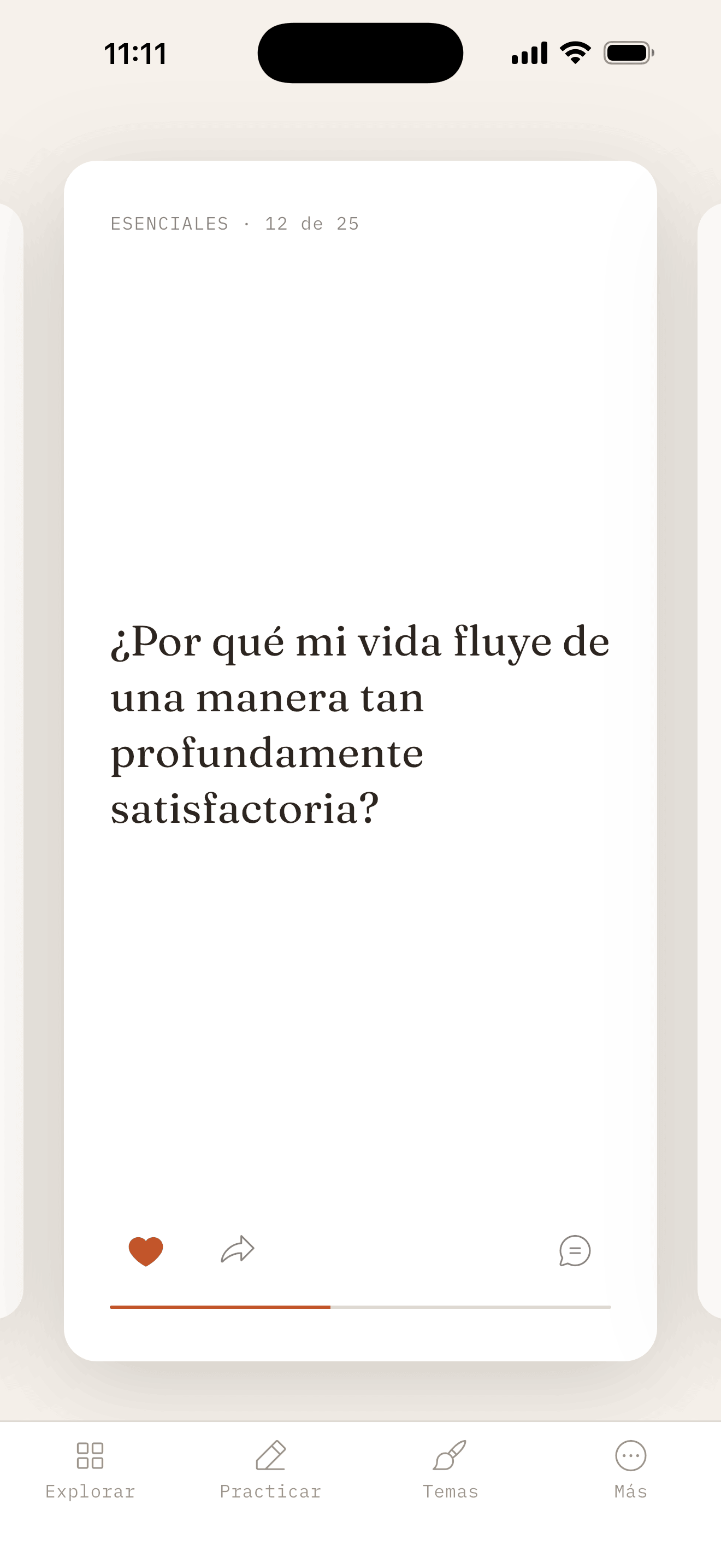 Pantalla principal — tarjetas deslizables