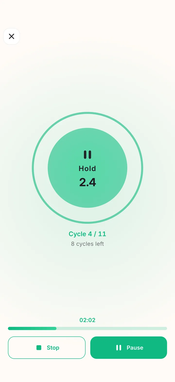 Guided breathing screen with a slowly expanding circle