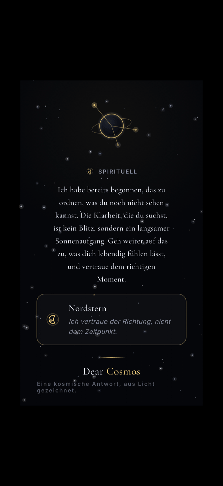 Teilbare kosmische Karte, bei der die Frage privat bleibt