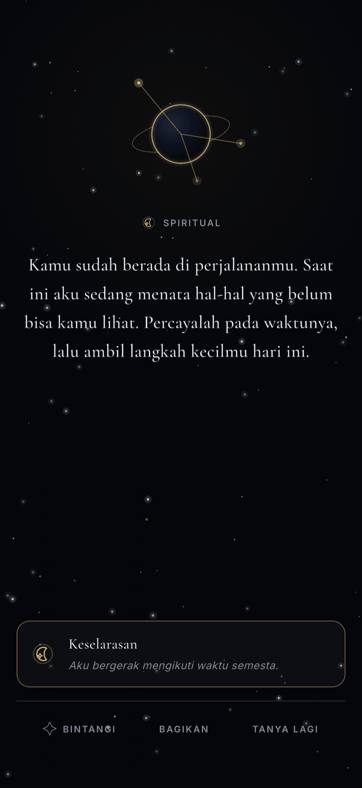 Jawaban pribadi dari semesta yang ditutup dengan sebuah tanda