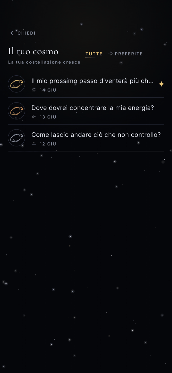 Il tuo cosmo con risposte salvate e preferite