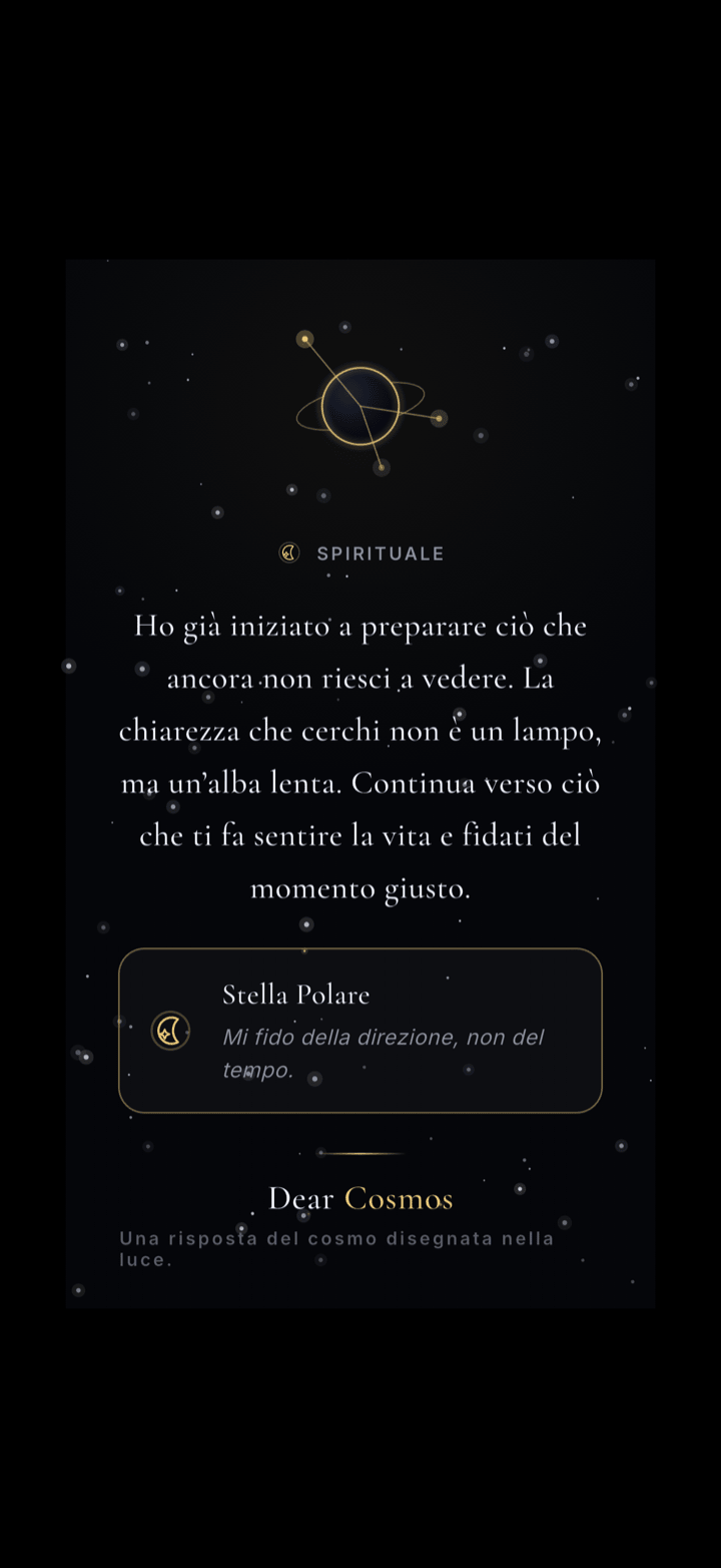 Carta cosmica da condividere senza mostrare la domanda privata