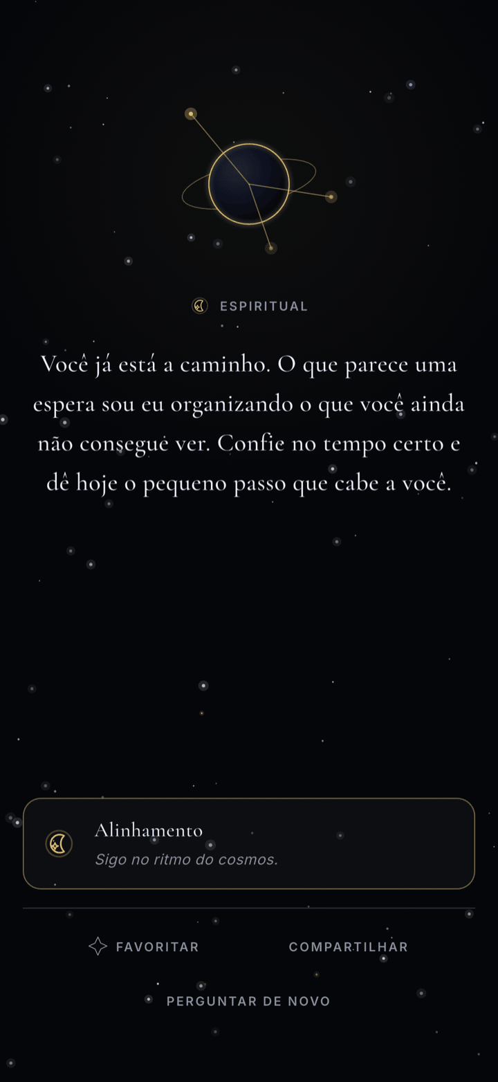 Resposta pessoal do cosmos terminando com um sinal para levar com você