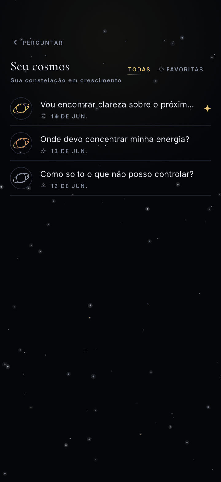Seu Cosmos com respostas salvas e favoritas no dispositivo