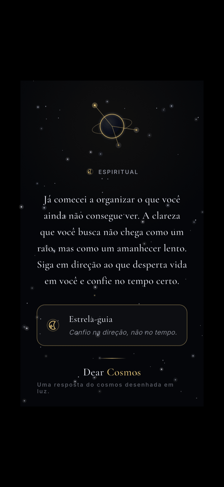 Cartão cósmico compartilhável que mantém a pergunta em privado