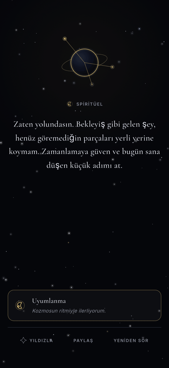 Kozmosun kişisel yanıtı ve gün içinde taşınacak işaret