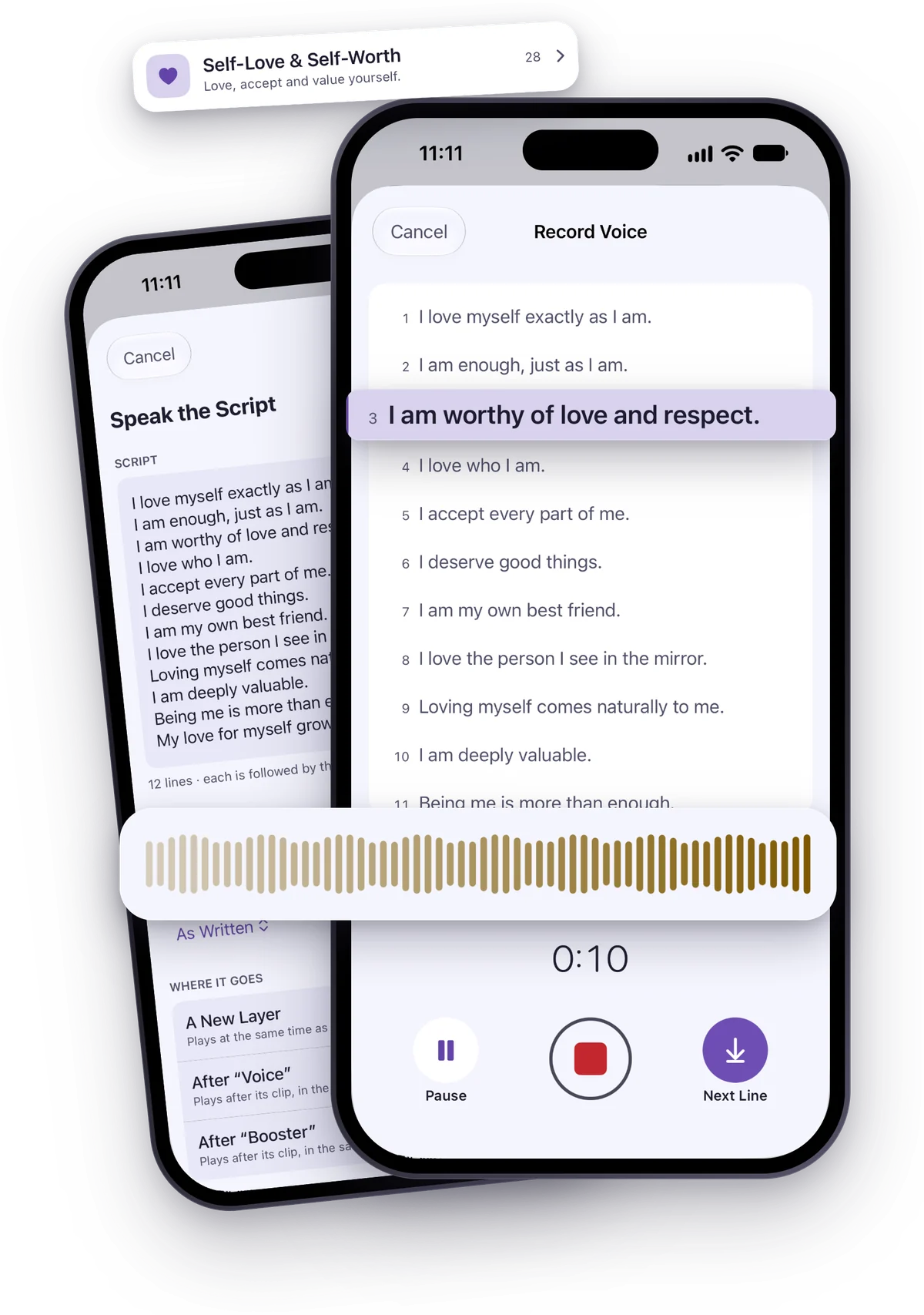 Recording a script line by line, with Speak the Script behind it