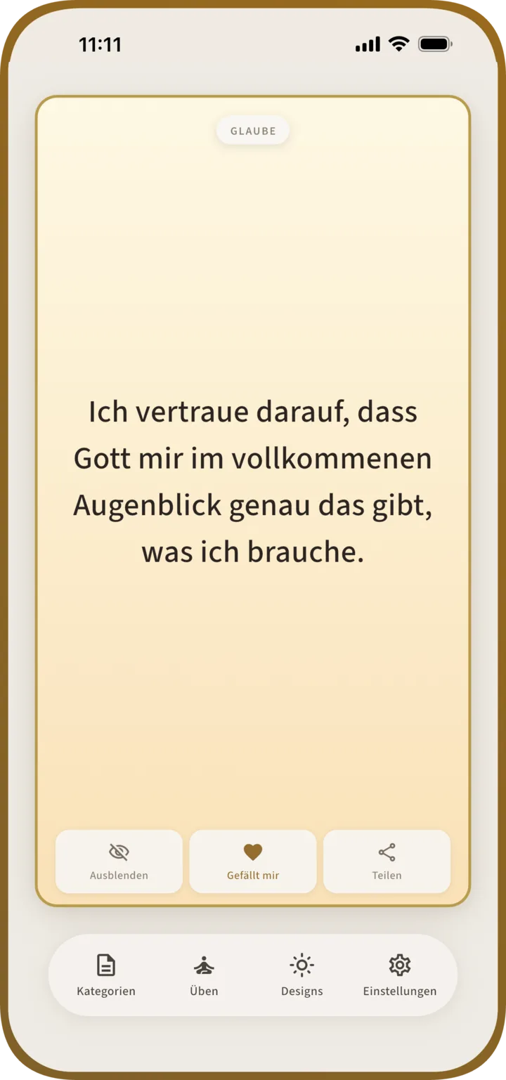 Manna-Startseite mit einer biblischen Affirmation