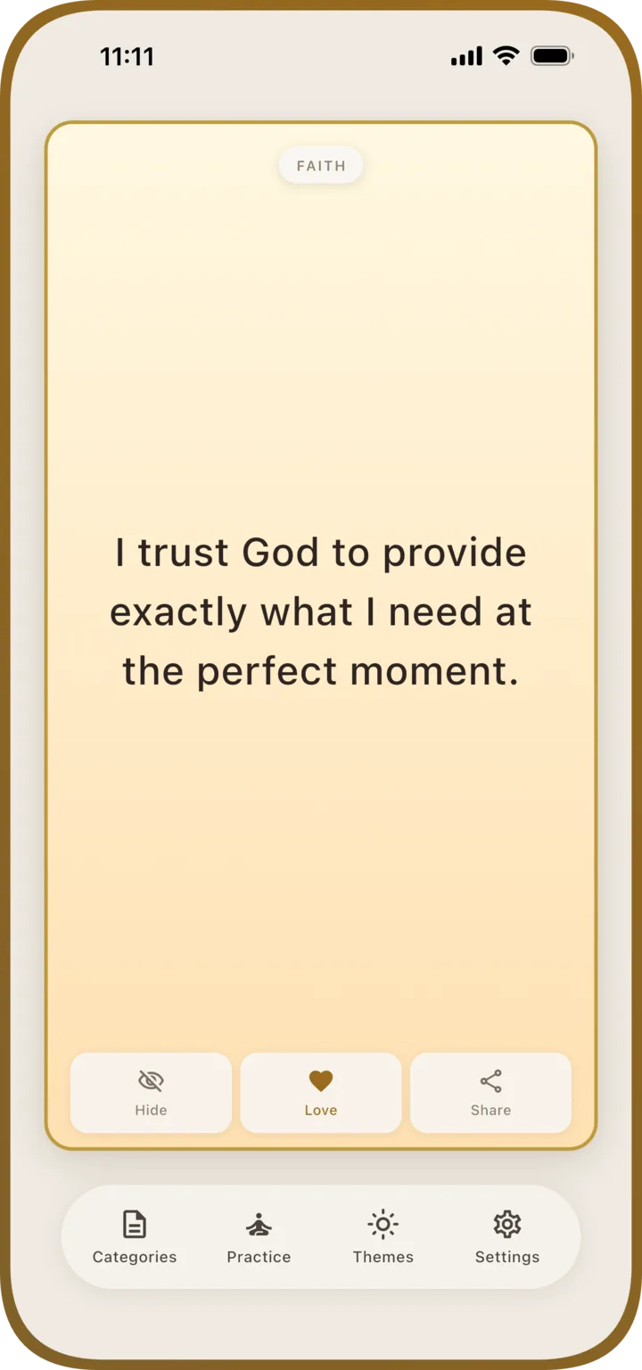 Manna home screen with a Bible-based affirmation