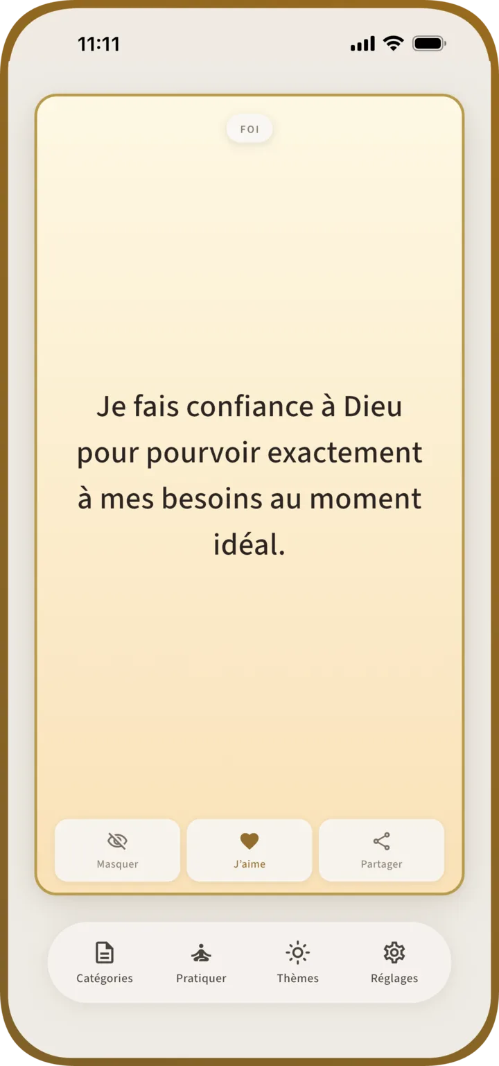 Écran d’accueil de Manna avec une affirmation biblique