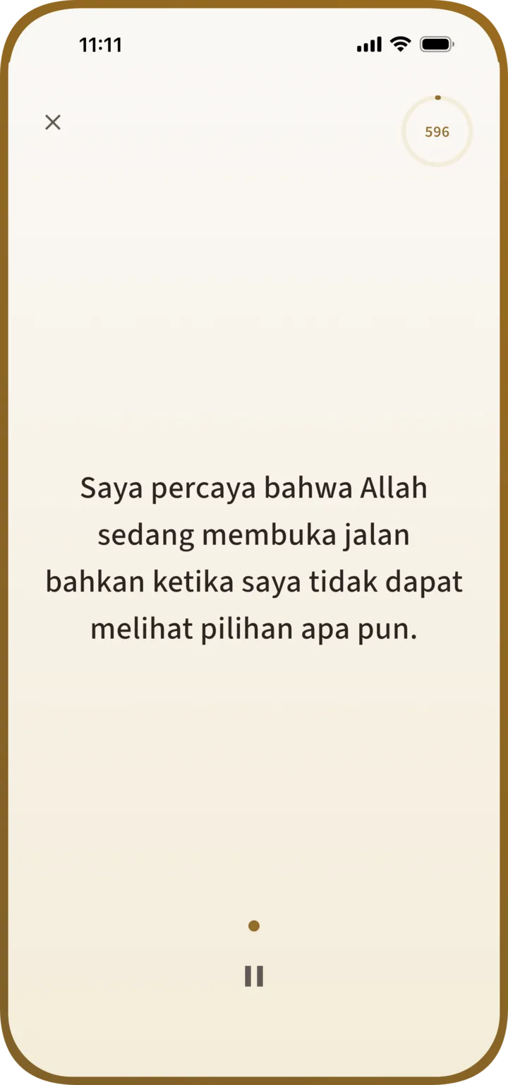 Layar latihan terpandu Manna
