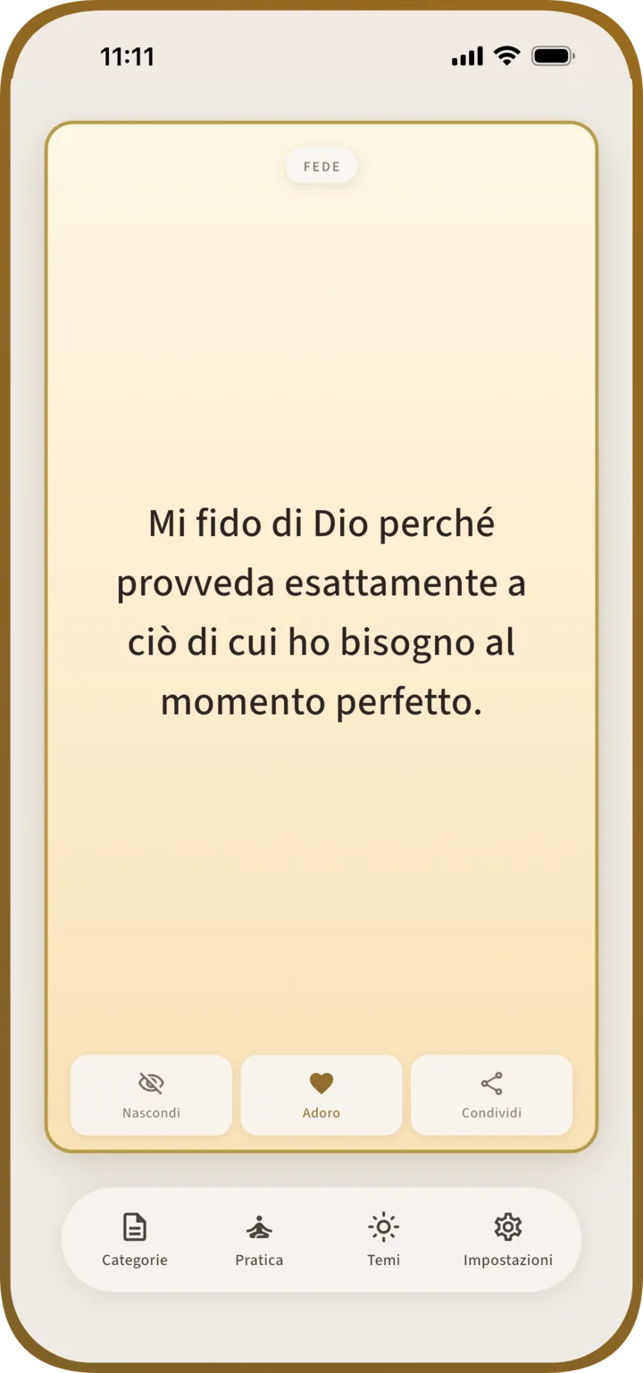 Schermata iniziale di Manna con un’affermazione biblica
