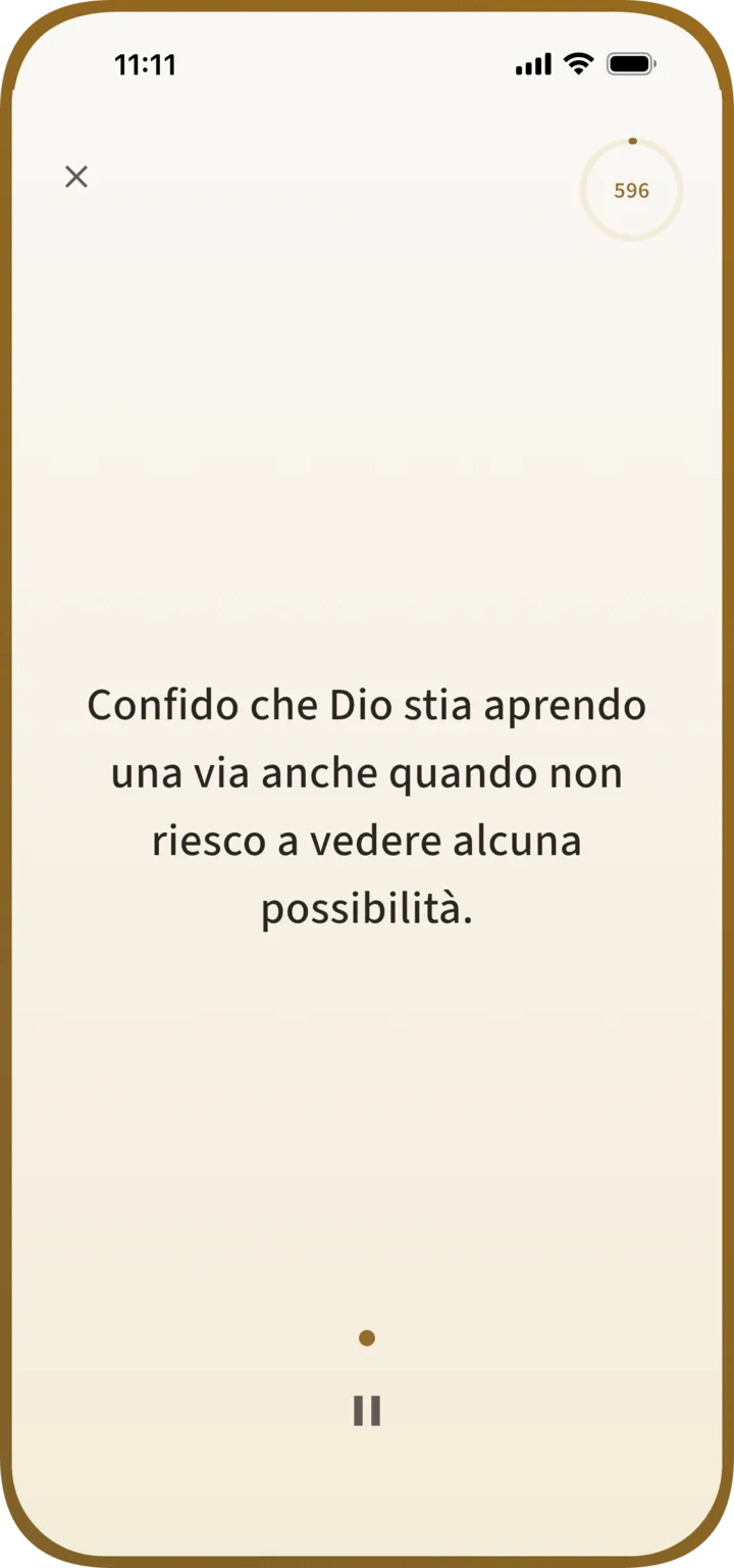 Schermata di pratica guidata di Manna