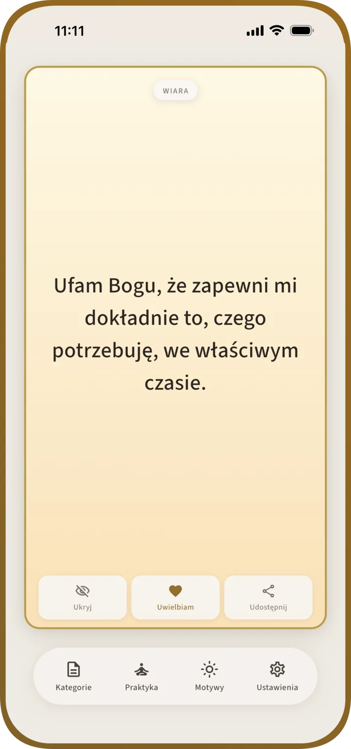 Ekran główny Manna z afirmacją biblijną