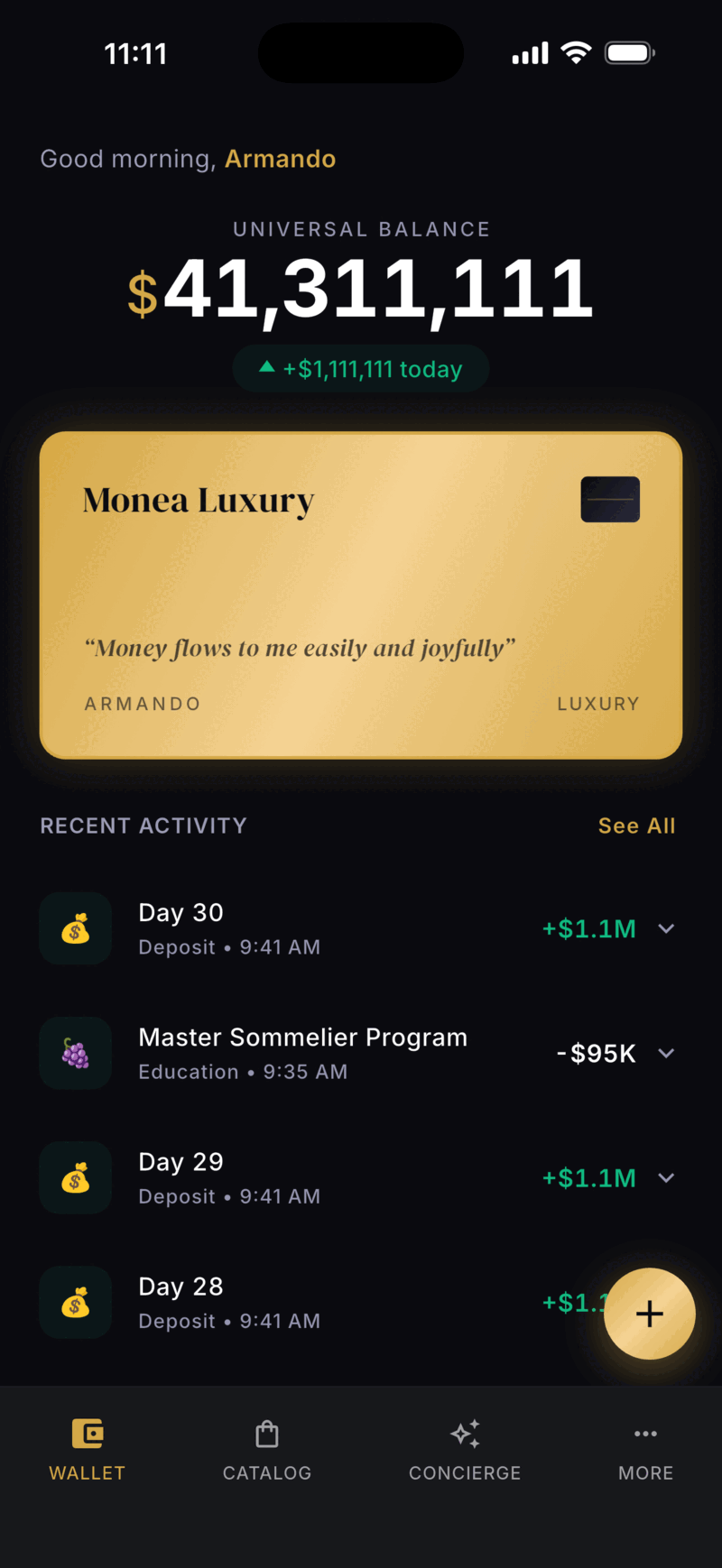 Monea wallet screen