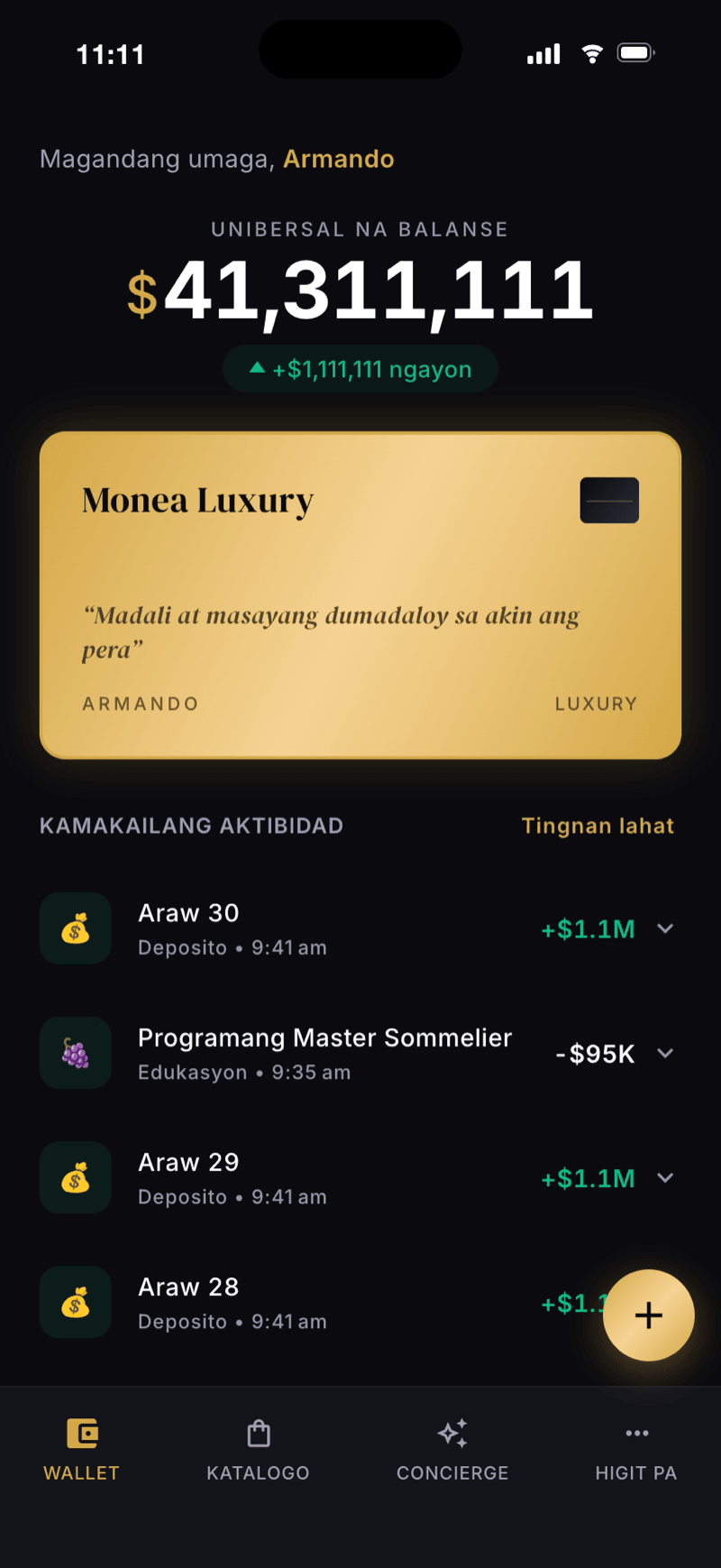 Monea screen ng wallet