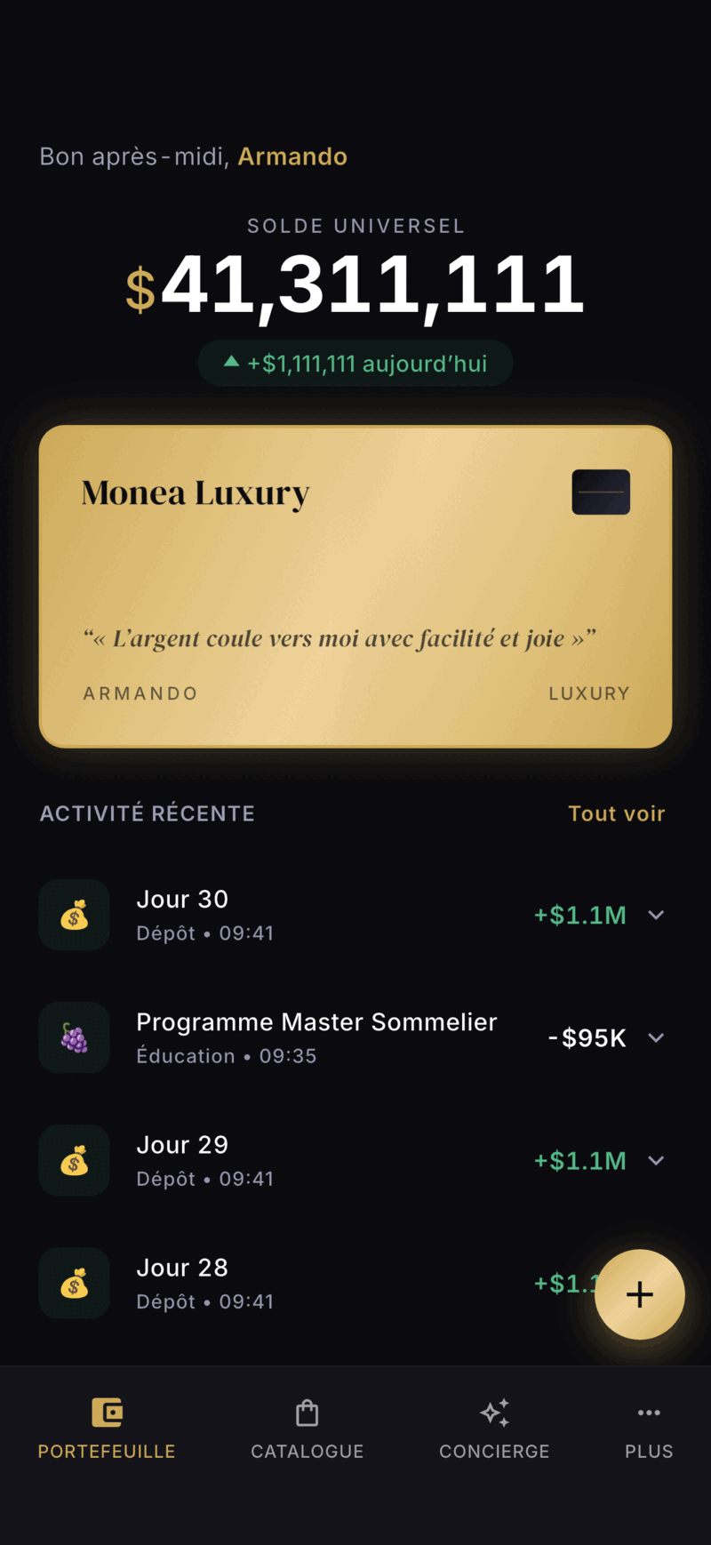 Monea wallet screen