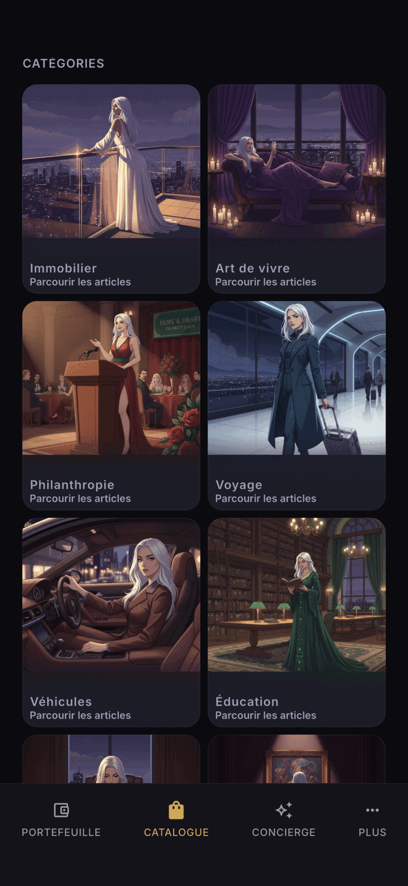 Monea catalog screen