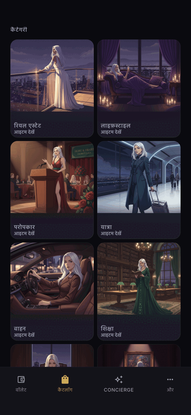 Monea catalog screen