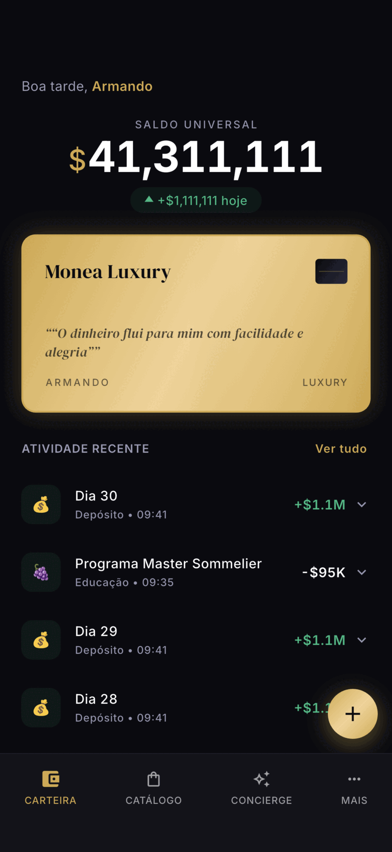 Monea wallet screen