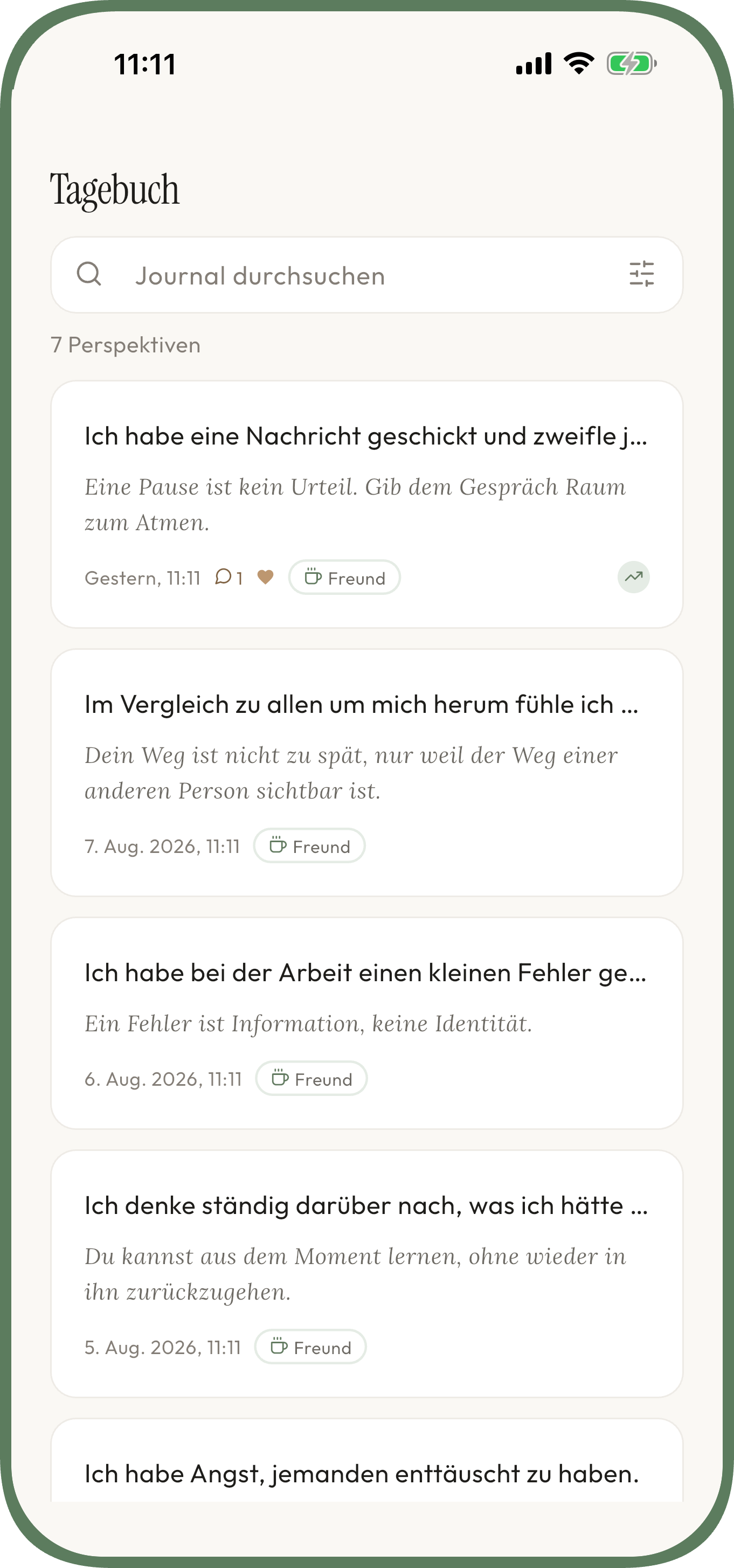 Unworried Bildschirm zum Aufschreiben einer Sorge und Erhalten einer ruhigen Perspektive — Angst — Mach daraus eine Gewohnheit