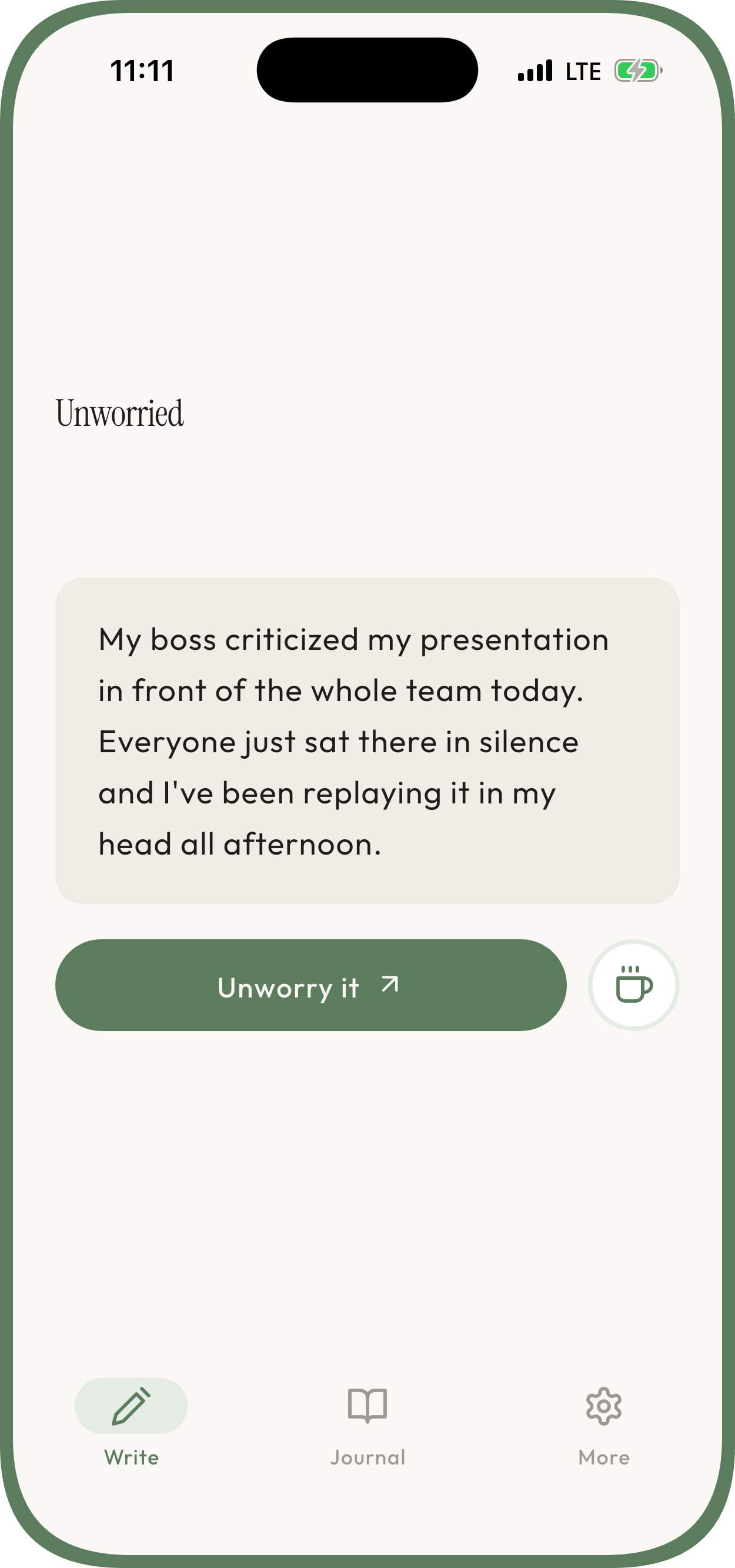 Unworried app screenshot