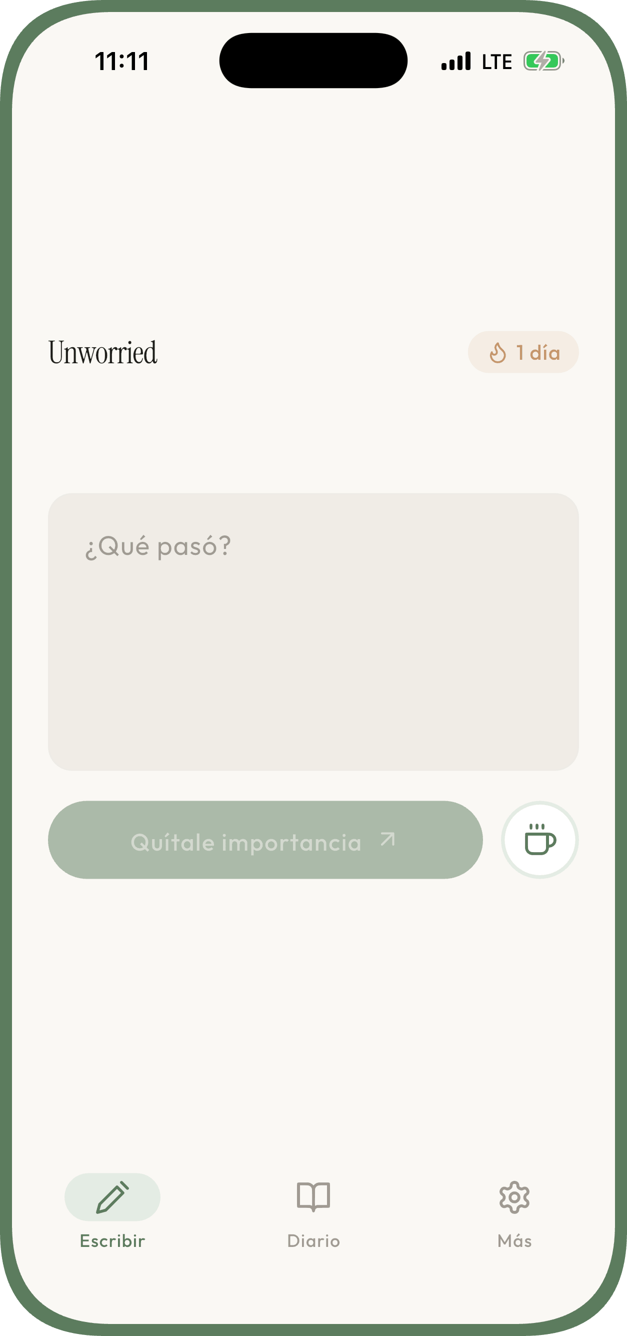 Pantalla de escritura
