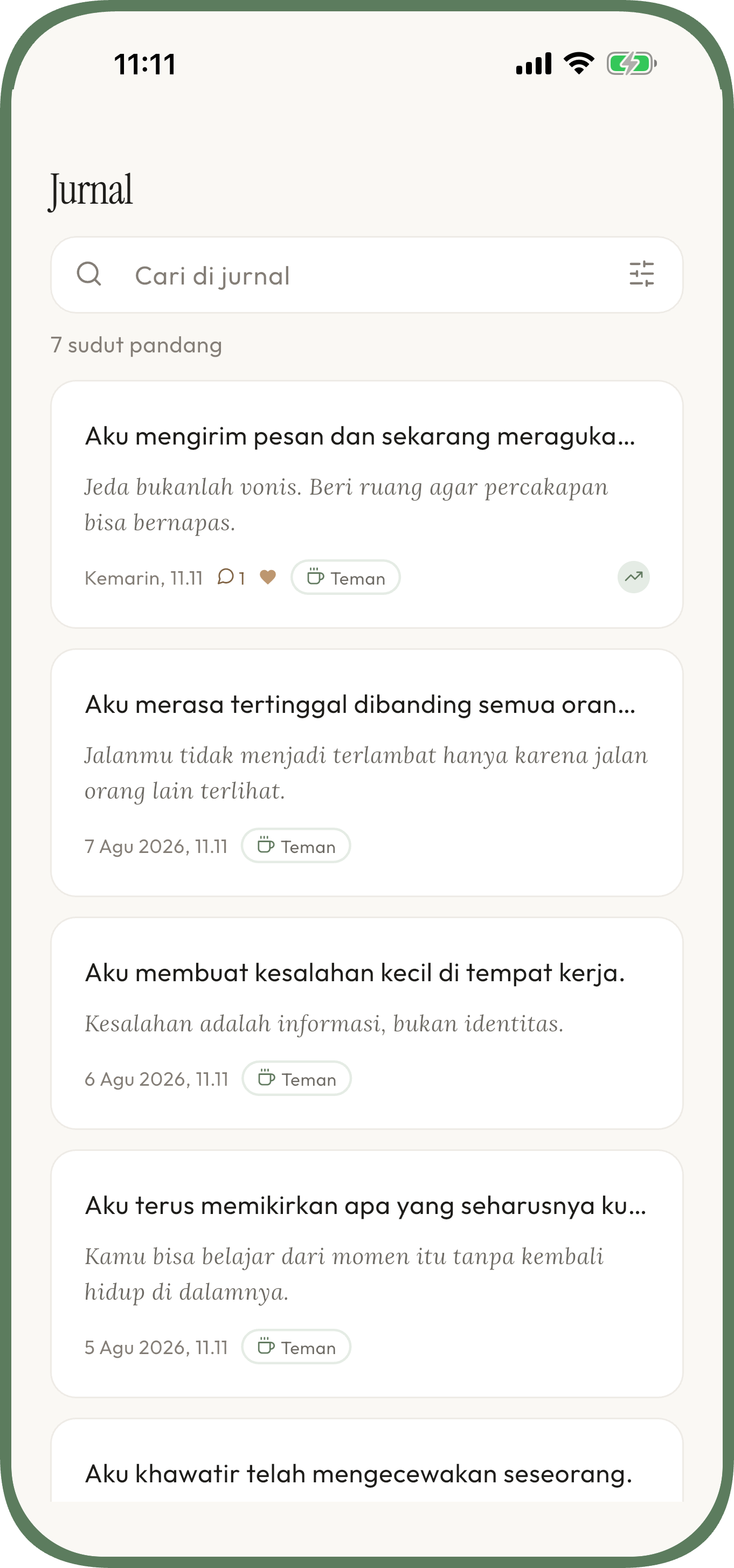 Layar Unworried untuk menulis kekhawatiran dan menerima sudut pandang yang tenang — kecemasan — Bangun kebiasaan ini