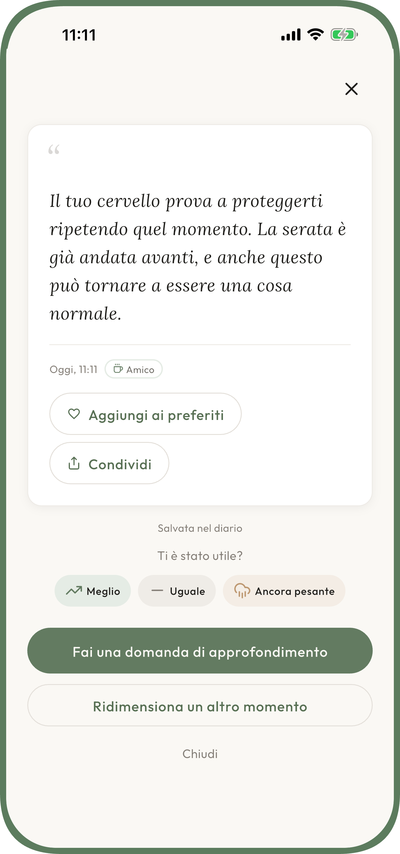Schermata di Unworried per scrivere una preoccupazione e ricevere una prospettiva calma — ansia — Trova una prospettiva nuova