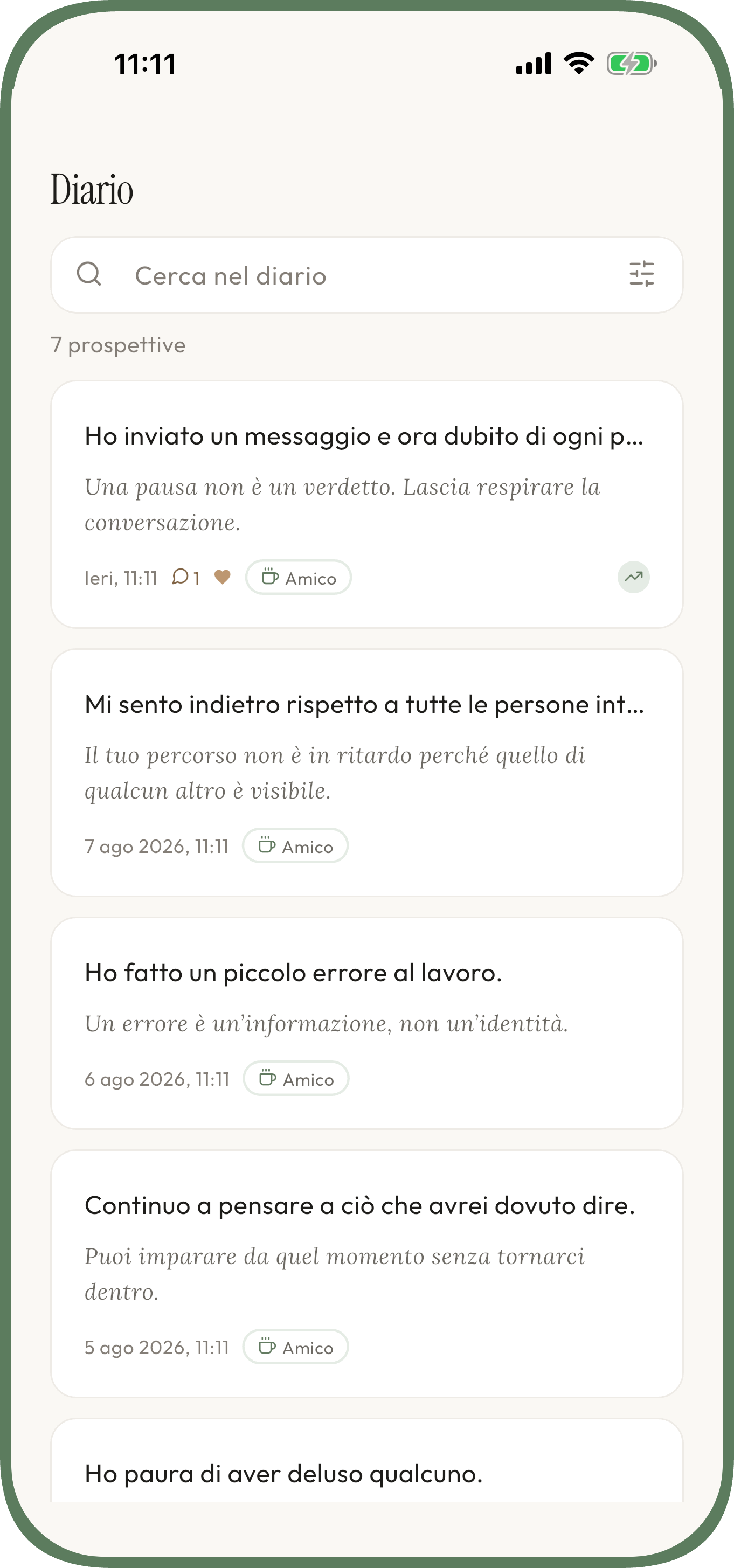 Schermata di Unworried per scrivere una preoccupazione e ricevere una prospettiva calma — ansia — Trasformala in abitudine