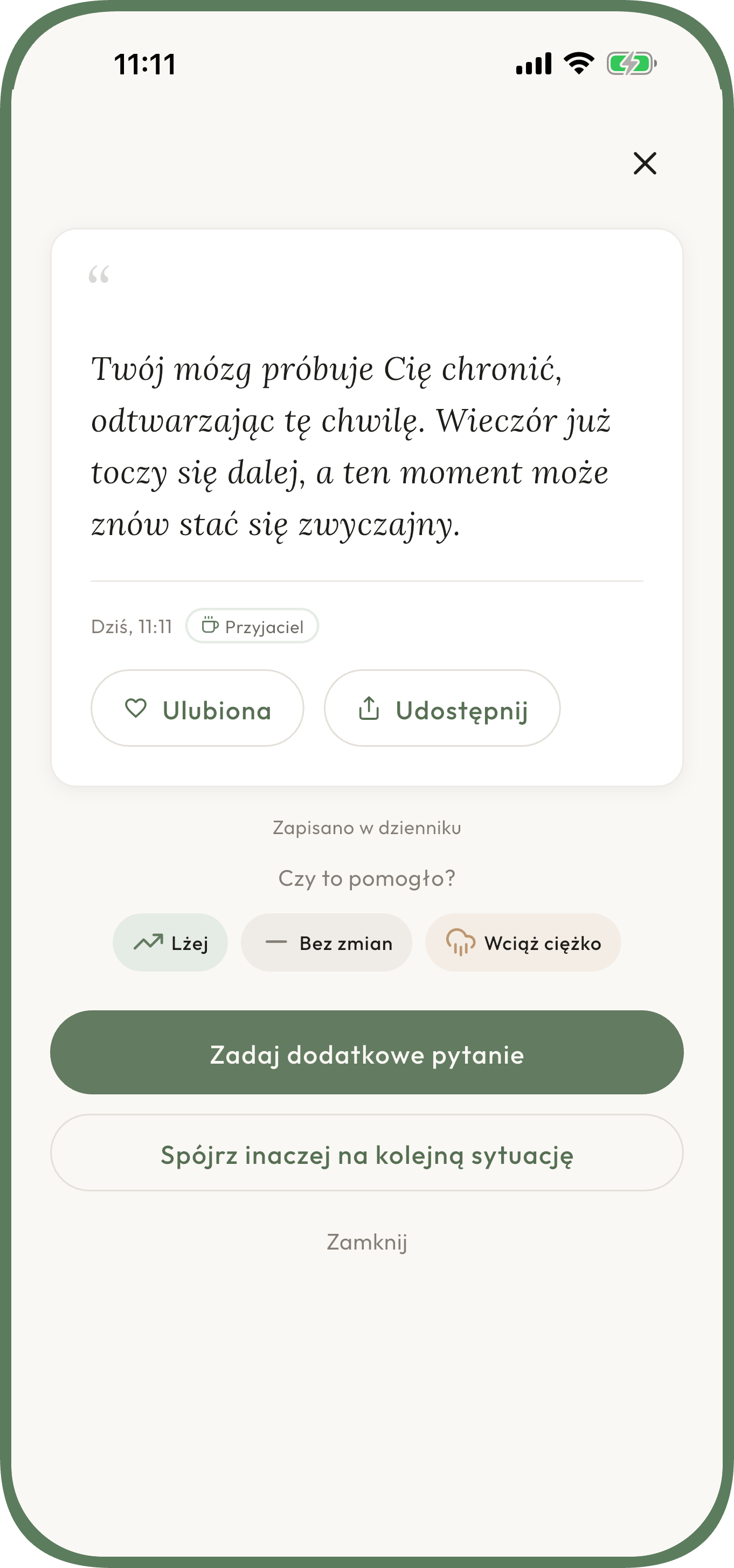 Ekran Unworried do opisania zmartwienia i otrzymania spokojnej perspektywy — lęk — Zyskaj nową perspektywę
