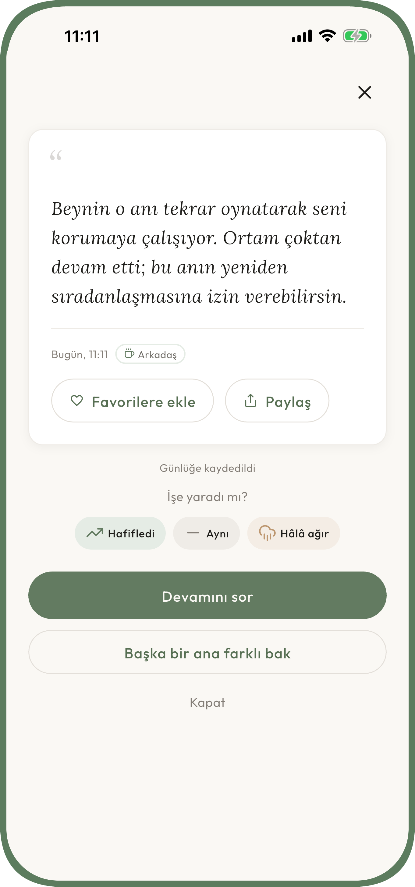 Endişeyi yazıp sakin bir bakış açısı almak için Unworried ekranı — anksiyete — Yeni bir bakış açısı al