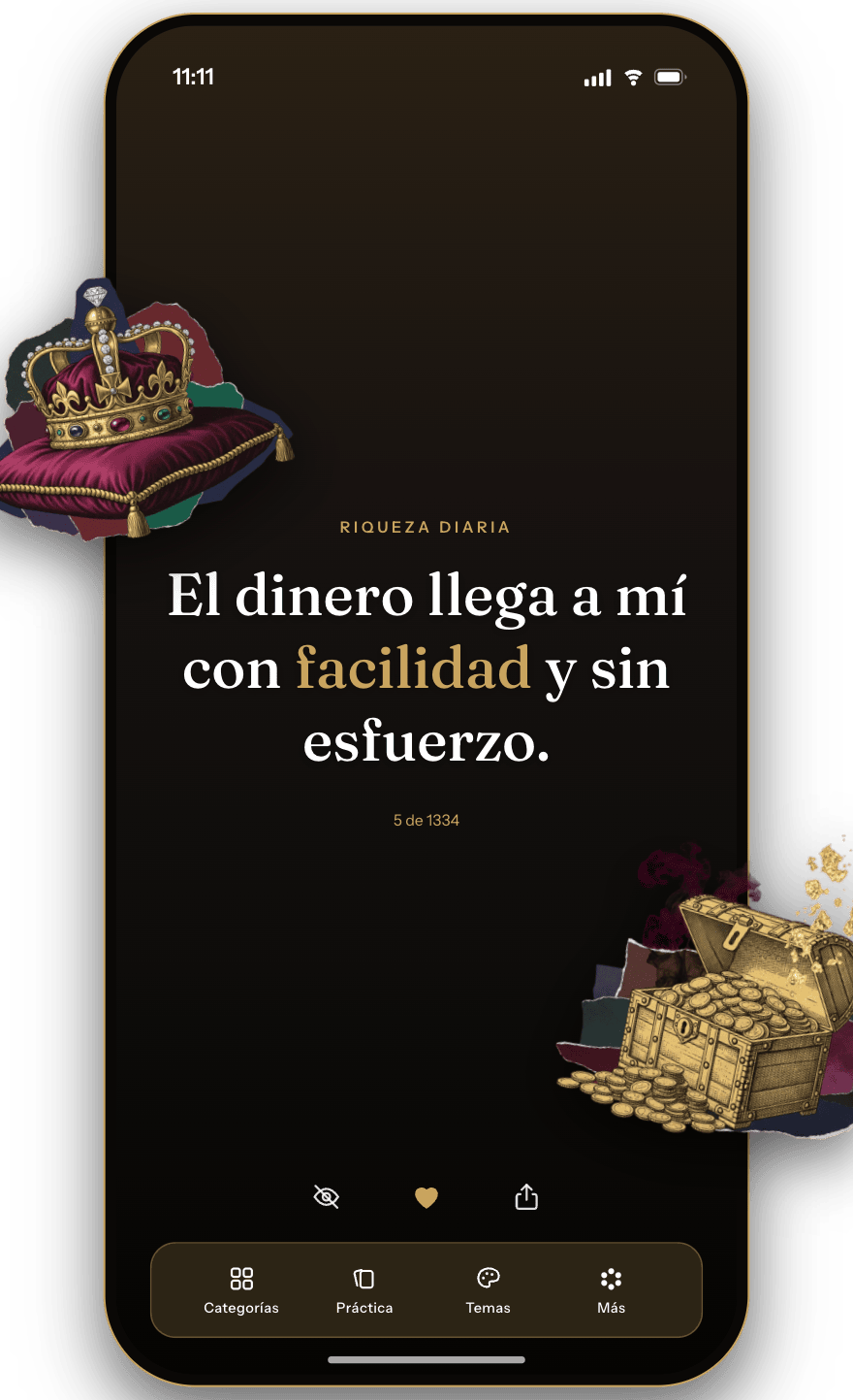 La baraja diaria de afirmaciones de Wealthy en iPhone