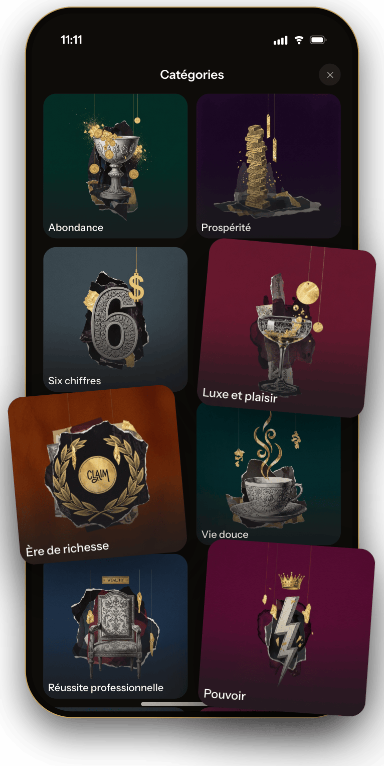 La grille de collections dans Wealthy