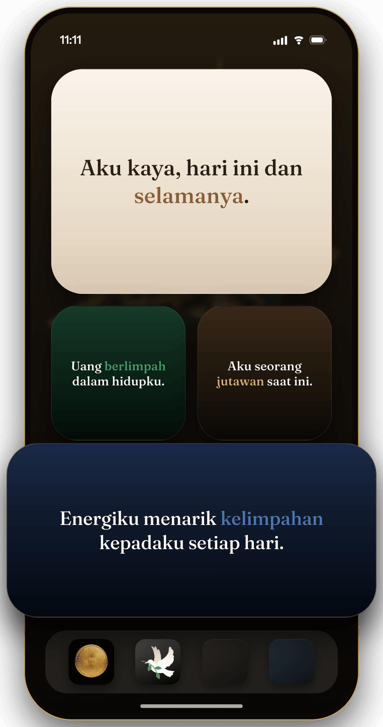 Widget Wealthy di layar utama dan layar kunci iPhone