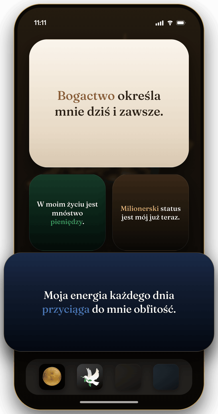 Widżety Wealthy na ekranie głównym i ekranie blokady iPhone’a