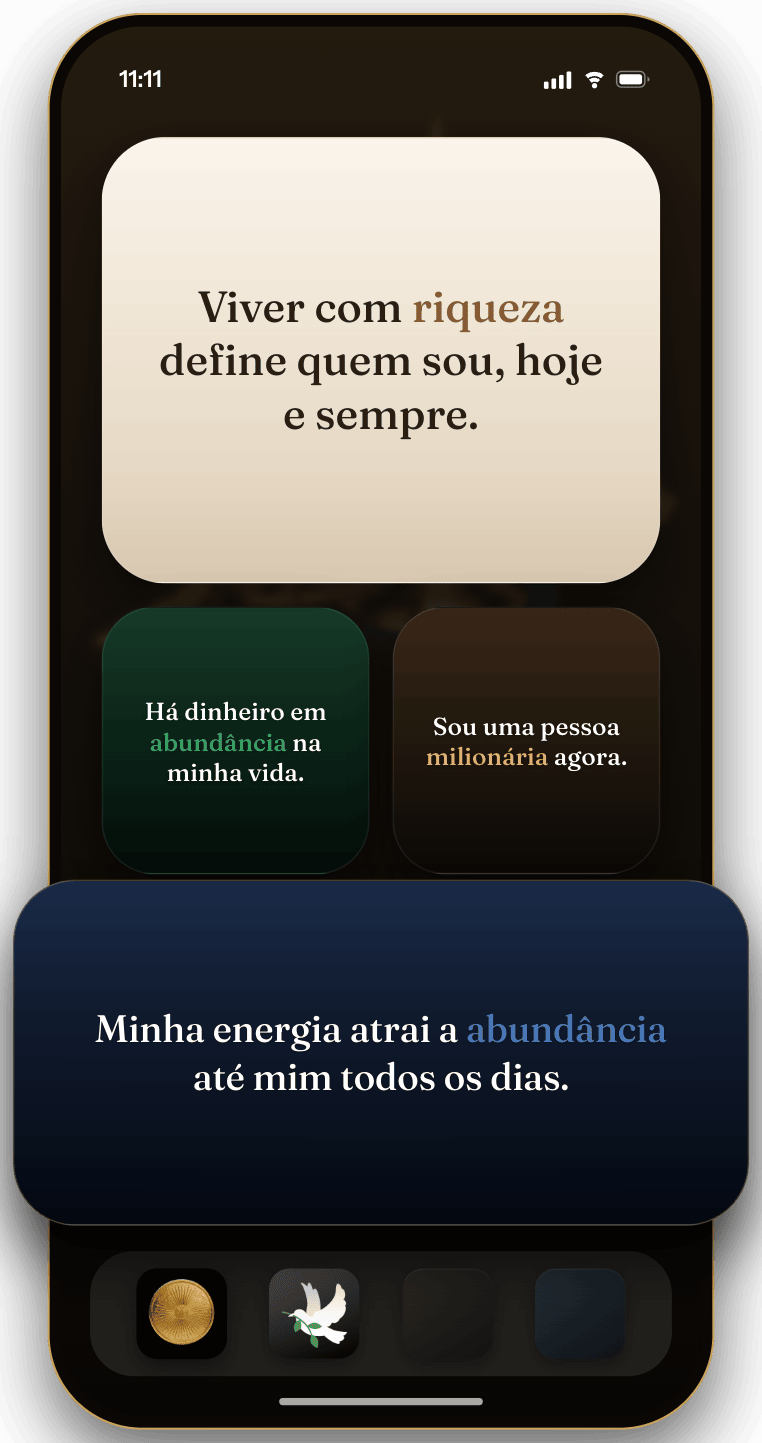 Widgets do Wealthy na tela de início e de bloqueio do iPhone