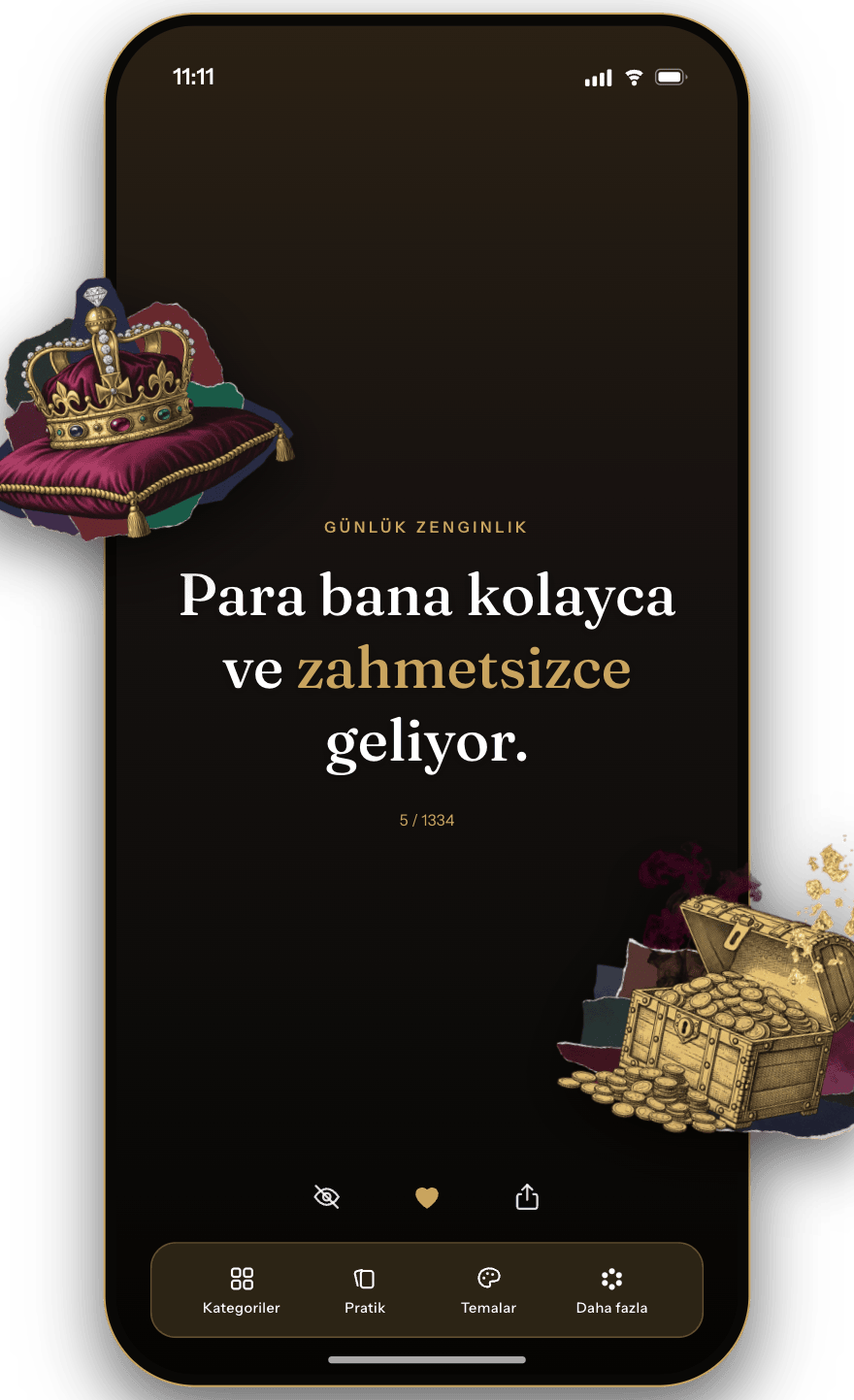 Wealthy’nin günlük olumlama destesi iPhone’da