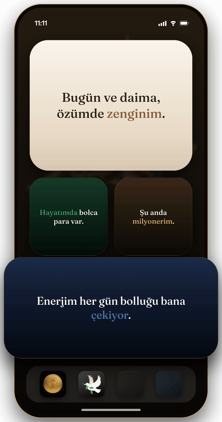 iPhone ana ekranında ve kilit ekranında Wealthy widget’ları